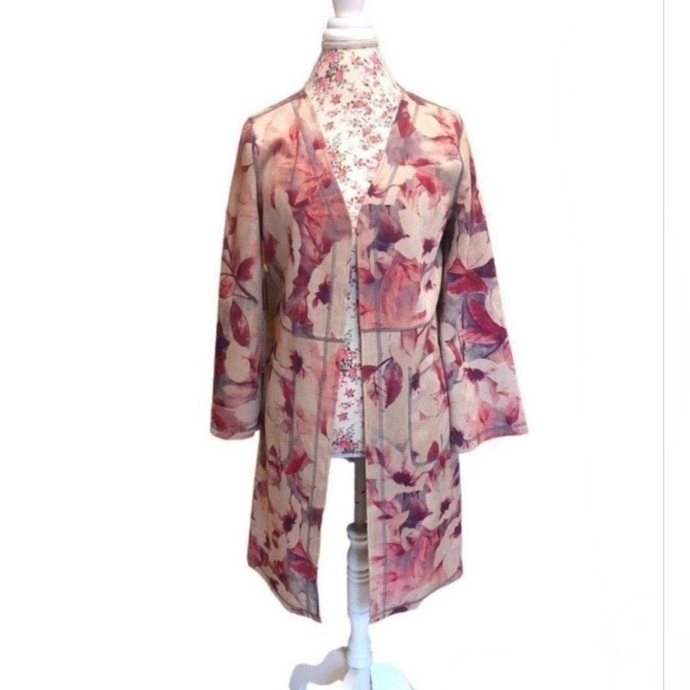 Solitaire faux suede open jacket